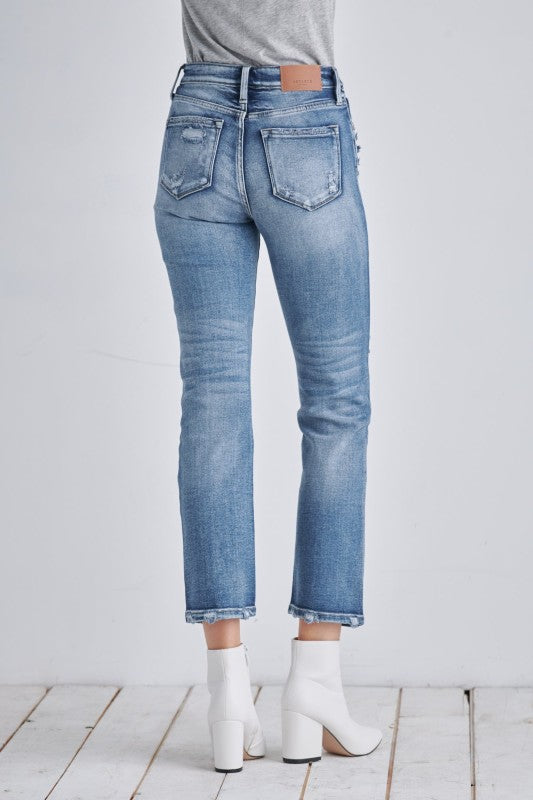 AT1088STM High Rise Stretch Ankle Straight Jeans - Sleekdenim.com