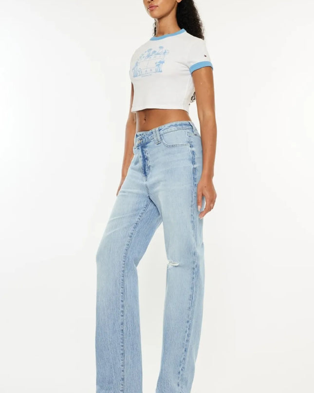 Kancan Distressed High Waist Straight Jeans - Sleekdenim.com