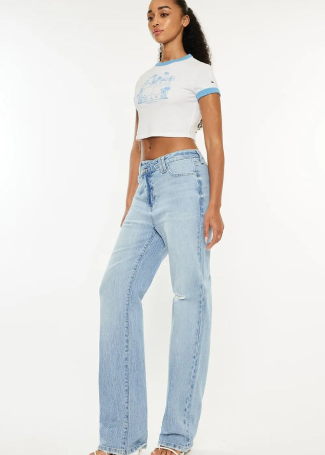 Kancan Distressed High Waist Straight Jeans - Sleekdenim.com