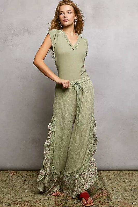 POL V-Neck Short Sleeve Washed T-Shirt with Outseam - Sleekdenim.com