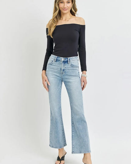 RISEN Full Size High Rise Ankle Flare Jeans - Sleekdenim.com