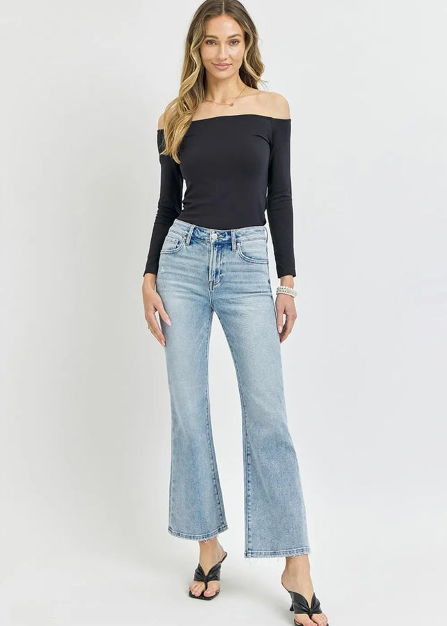 RISEN Full Size High Rise Ankle Flare Jeans - Sleekdenim.com