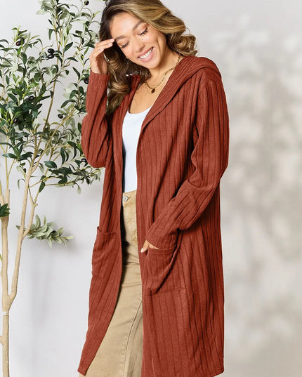 Basic Bae Full Size Hooded Sweater Cardigan - Sleekdenim.com