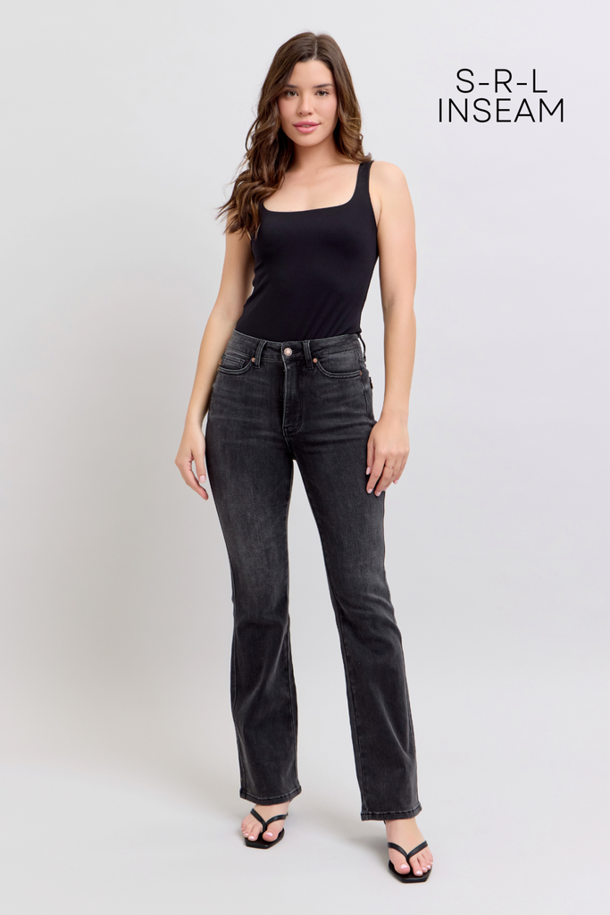 Judy Blue High Waist Tummy Control Black Bootcut Denim Jeans 88787 – Sleekdenim.com.