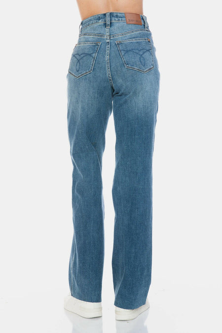 Judy Blue High Waist Tummy Control Raw Hem Straight Leg | Sleekdenim.com