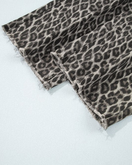 Leopard Denim Straight Leg Jeans - Sleekdenim.com