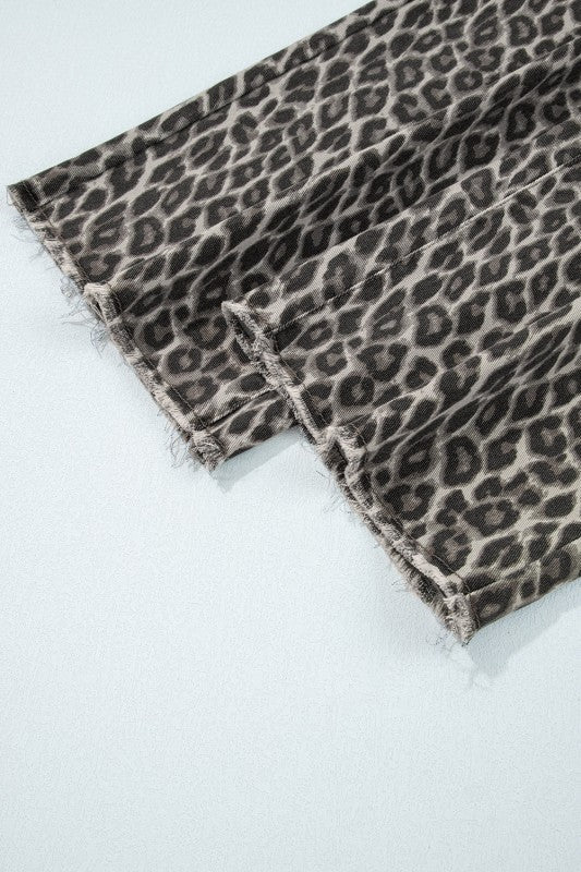 Leopard Denim Straight Leg Jeans - Sleekdenim.com