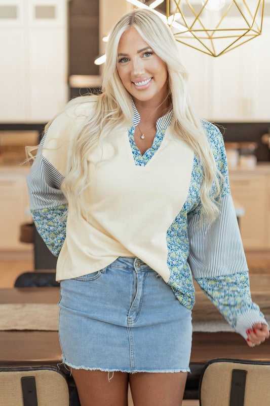 Syllena Collared Boxy Fit Sweatshirt - Sleekdenim.com