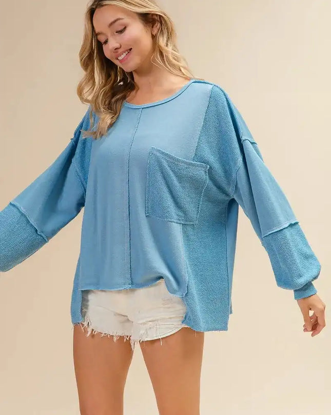 BiBi Oversized Pocket Front Sweatshirt - Sleekdenim.com