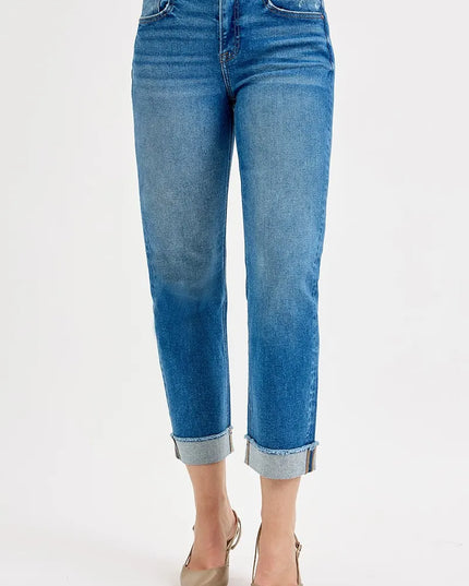 RISEN Full Size High Rise Boyfriend Fit Ankle Jeans Plus SIze - Sleekdenim.com