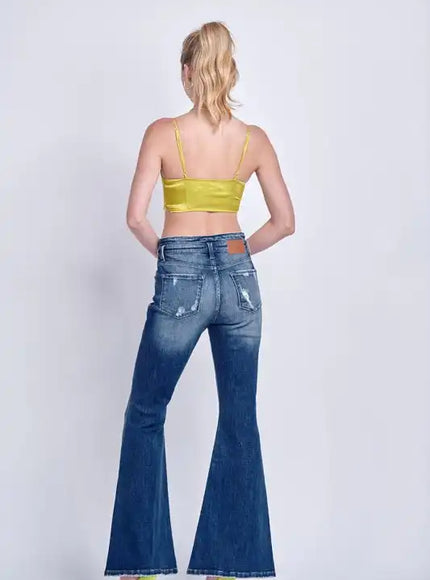 Artemis Vintage AT1027FLD High Rise Stretch Flare Jeans - Sleekdenim.com