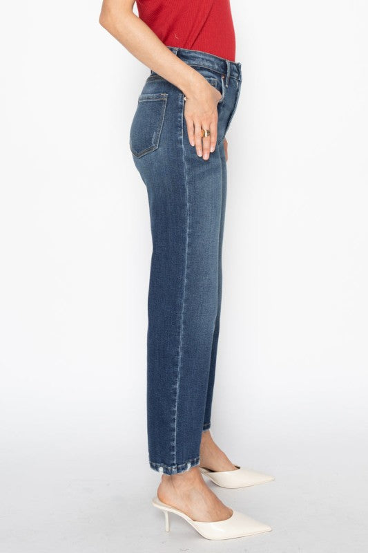 AT1088STDT - TUMMY CONTROL HIGH RISE STRAIGHT JEAN - Sleekdenim.com