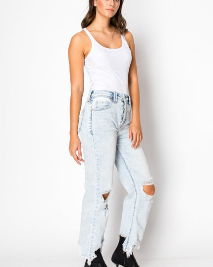 AT1120WDLT Tummy Control High Rise Wide Jeans - Sleekdenim.com