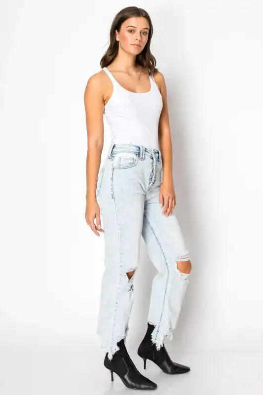 Artemis Vintage AT1120WDLT Tummy Control High Rise Wide Jeans - Sleekdenim.com