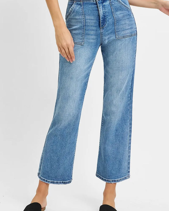 RISEN Full Size High Waisted Bootcut Cropped Jeans Plus Size - Sleekdenim.com