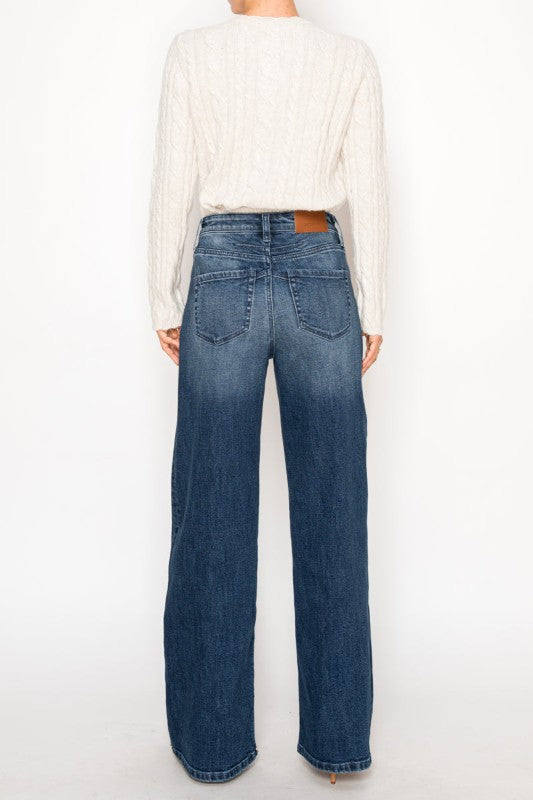 AT2110WDD TUMMY CONTROL HIGH RISE A-WIDE JEANS - Sleekdenim.com