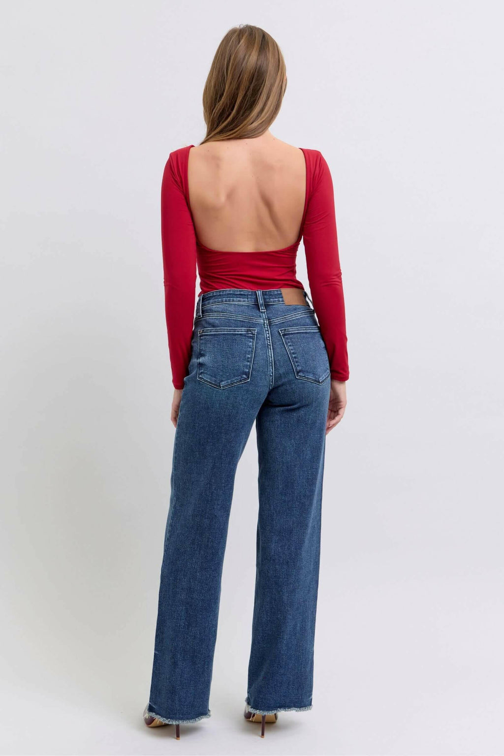 Judy Blue Full Size Raw Hem Mid Rise Jeans | Sleekdenim.com