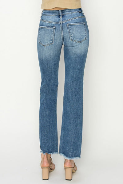 RISEN Mid-Rise Frayed Hem Bootcut Jeans | Sleekdenim.com