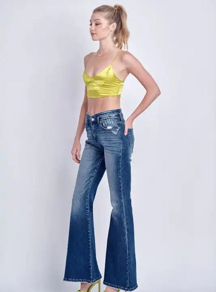 Artemis Vintage AT1027FLD High Rise Stretch Flare Jeans - Sleekdenim.com