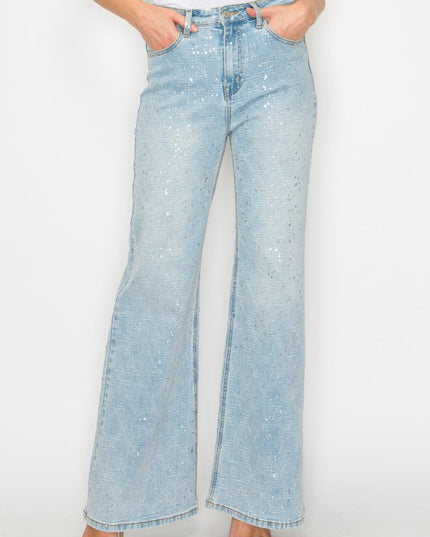 AT2074RFLL Metallic Ultra High Rise Relaxed Flare - Sleekdenim.com