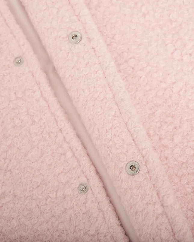 Double Take Plush Mock Neck Snap Down Jacket with Pockets - Sleekdenim.com