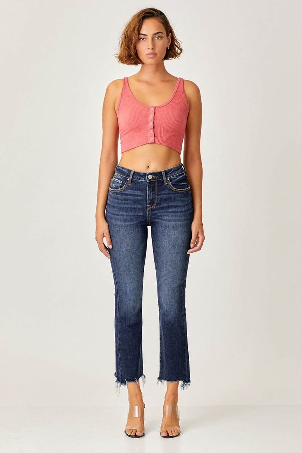 Risen Full Size Frayed Hem Cropped Straight Jeans | Sleekdenim.com