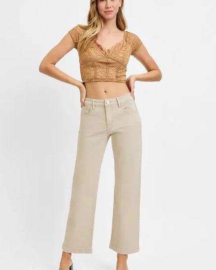 RISEN Full Size Tummy Control Mid Rise Ankle Straight Jeans Plus Size - Sleekdenim.com