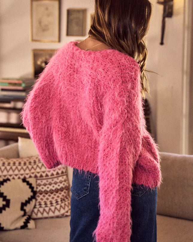 SO ME Soft Touch Hairy Loose Fit Cozy Sweater Cardigan - Sleekdenim.com