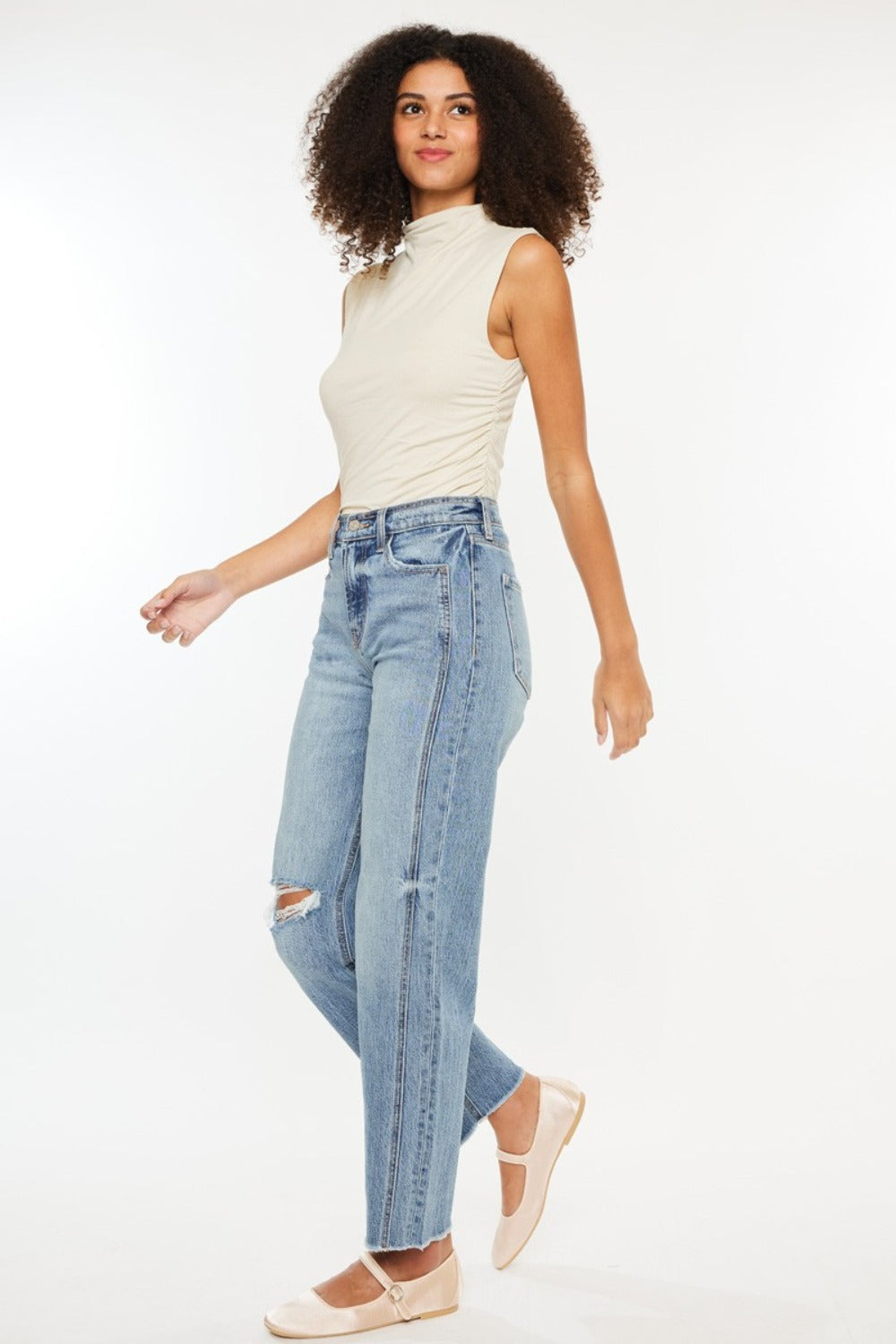 Kancan Ultra High Rise Distressed Straight Jeans - Sleekdenim.com