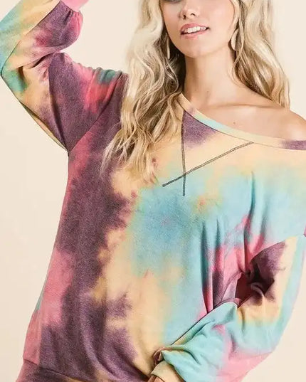 BiBi Tie Dye Print French Terry Sweatshirt - Sleekdenim.com