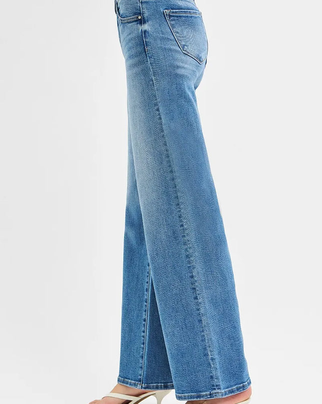 RISEN Full Size Low Rise Wide Leg Jeans Plus Size - Sleekdenim.com