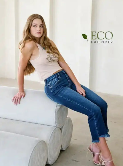 Artemis Vintage AT1018FLDNT Colle High Rise Crop Flare Jeans - Sleekdenim.com