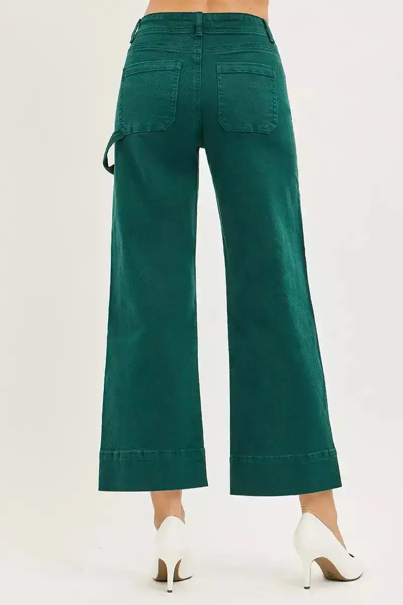 RISEN Tummy Control High Rise Crop Wide No Waist Band Pants PWC21043 - Sleekdenim.com