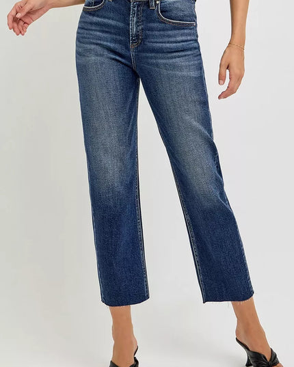 RISEN High Rise Slim Barrel Jeans - Sleekdenim.com