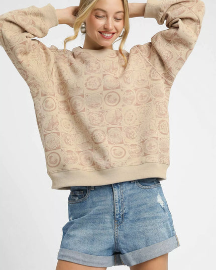 Umgee Coin Stamp Print Sweatshirt - Sleekdenim.com