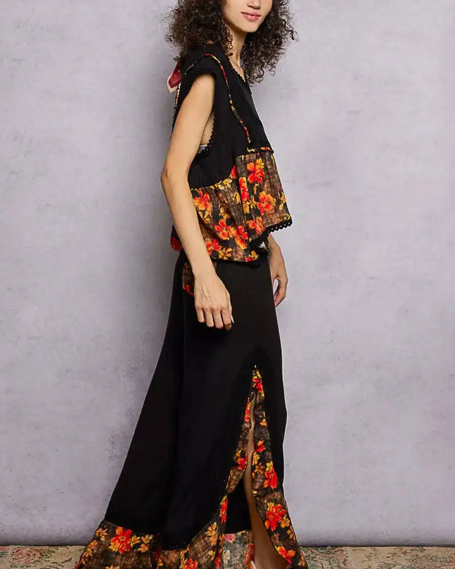 POL Lace Detail Floral Cropped Ruffled Top - Sleekdenim.com