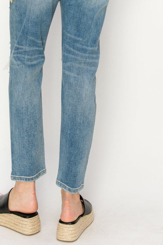 AT1047MML High Rise Stretch Mom Jeans - Sleekdenim.com