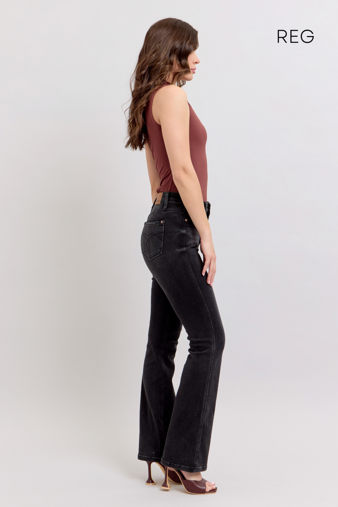 Judy Blue High Waist Tummy Control Black Bootcut Denim Jeans 88787 – Sleekdenim.com.