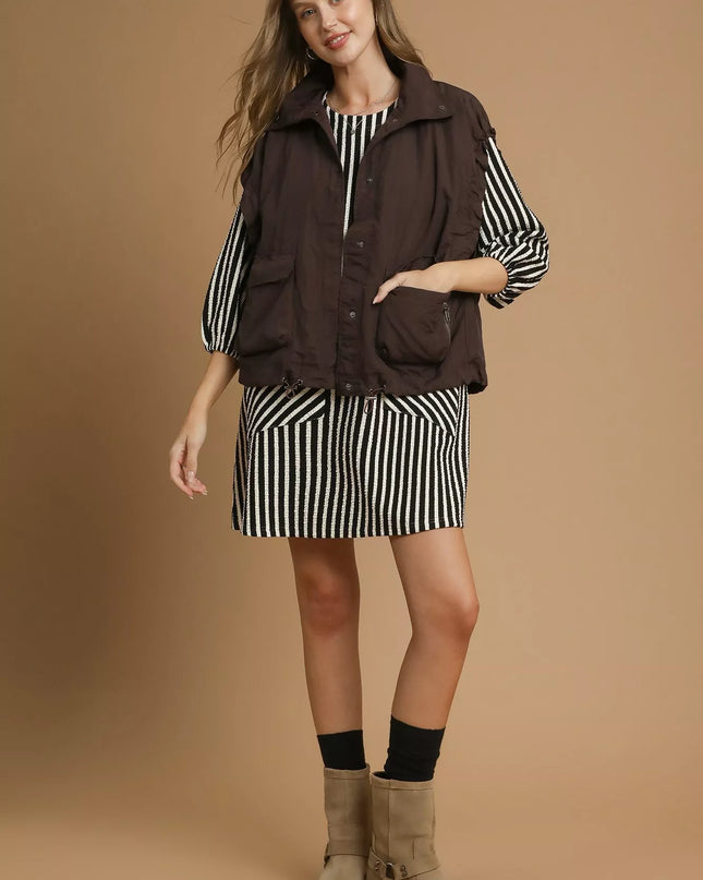 Umgee Nylon Vest with Pockets - Sleekdenim.com