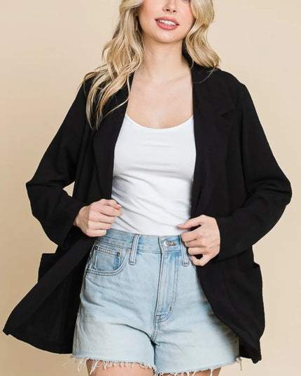 Culture Code One Button Long Sleeve Blazer with Pockets - Sleekdenim.com