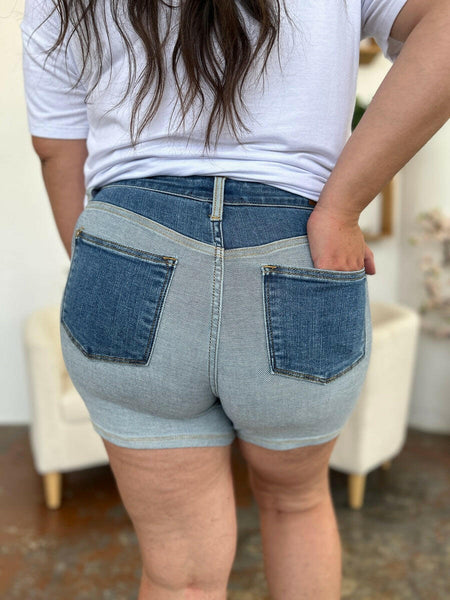 Judy Blue Full Size Color Block Denim Shorts | Sleekdenim.com