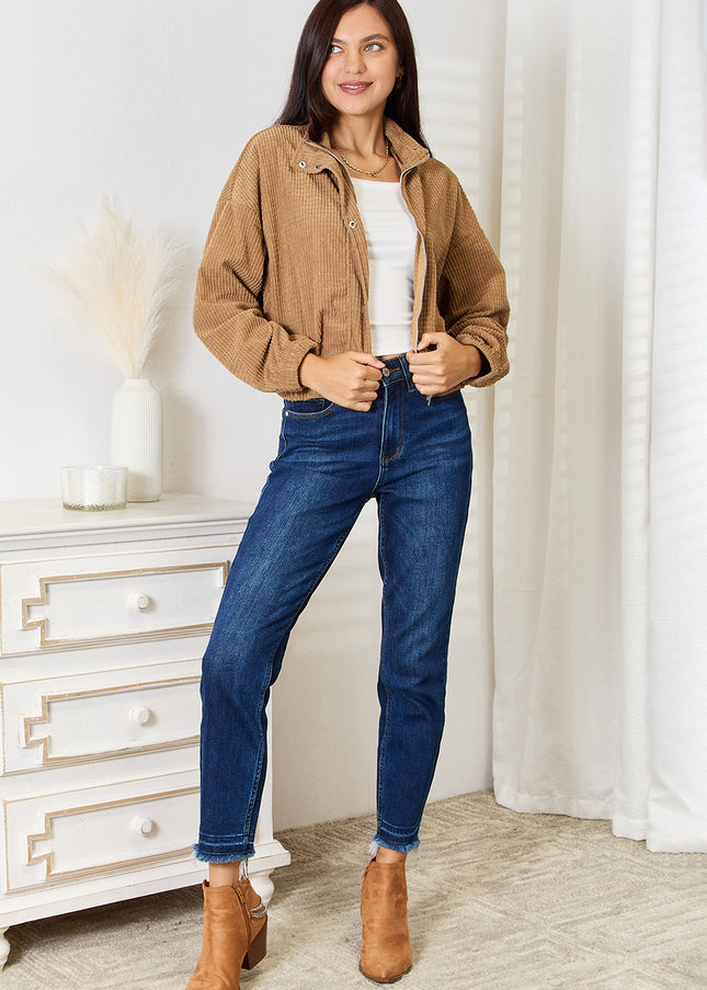 Perfee Long Sleeve Dropped Shoulder Jacket - Sleekdenim.com