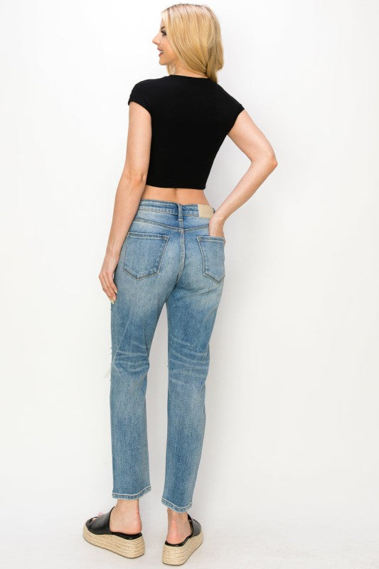 AT1047MML High Rise Stretch Mom Jeans - Sleekdenim.com