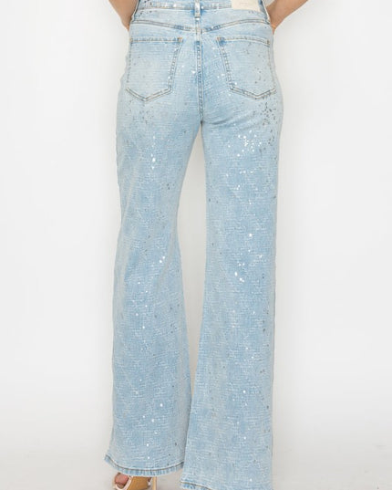 AT2074RFLL Metallic Ultra High Rise Relaxed Flare - Sleekdenim.com