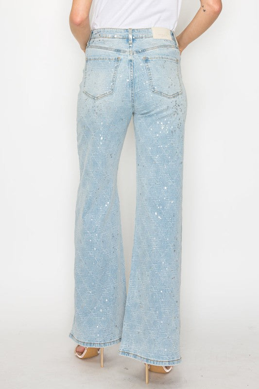 AT2074RFLL Metallic Ultra High Rise Relaxed Flare - Sleekdenim.com