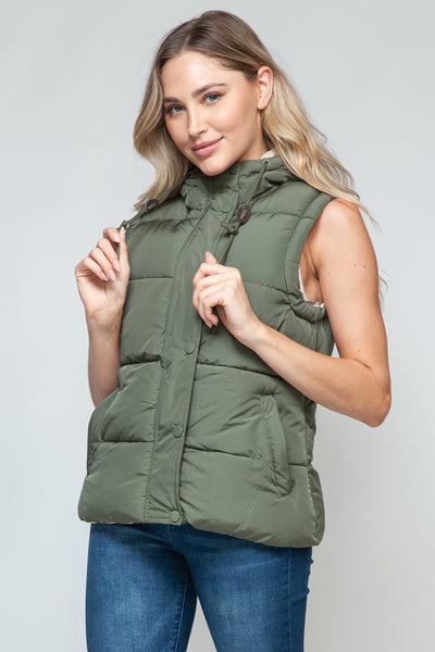 Snobbish Snap and Zip Closure Hooded puffer Vest