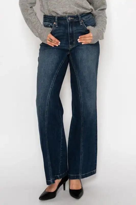HYBRID STRETCH RIPPED RELAXED FLARE JEANS - Sleekdenim.com
