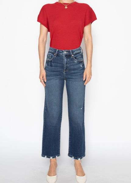 AT1088STDT - TUMMY CONTROL HIGH RISE STRAIGHT JEAN - Sleekdenim.com