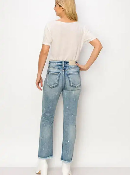 Artemis Vintage AT1050STM High Rise Distressed Straight Jeans - Sleekdenim.com