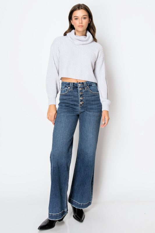 AT2001MT Tummy Control 90's Vintage Wide Jeans - Sleekdenim.com